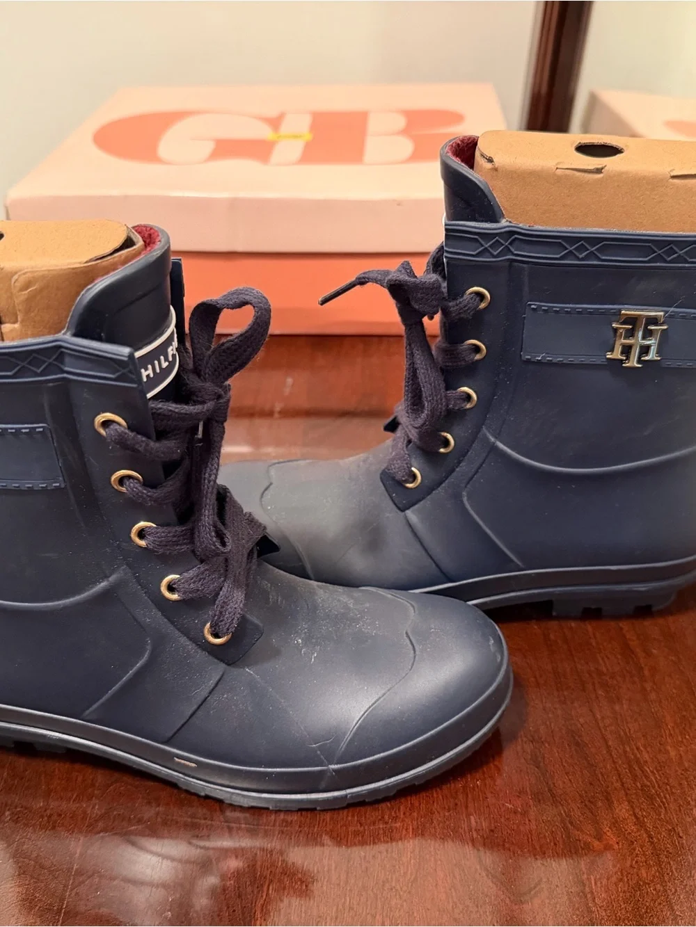 Tommy Hilfiger Navy Lace-Up Waterproof Winter Boots